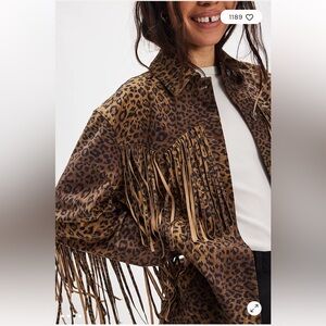 We The Free Fringe Out Vegan Suede Animal Print Jacket
